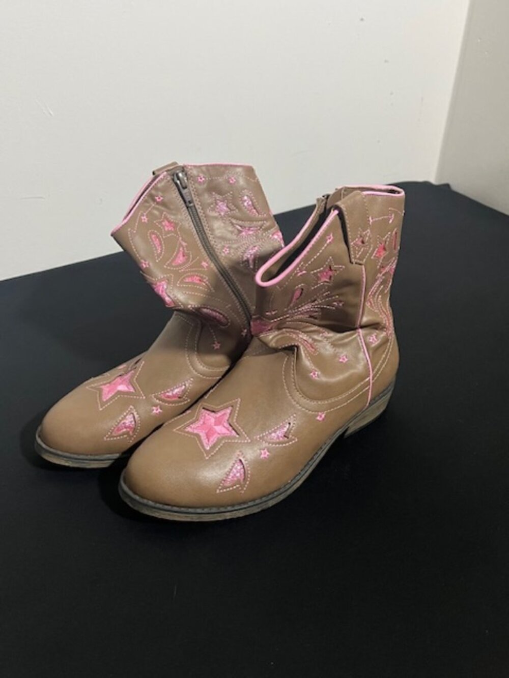 Wonder Nation Brown and Pink Western Boots Size 4